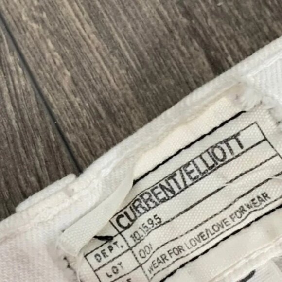 Current Elliott the Fling White Tattered Jeans Straight leg Boyfriend Size 26 - Picture 12 of 13
